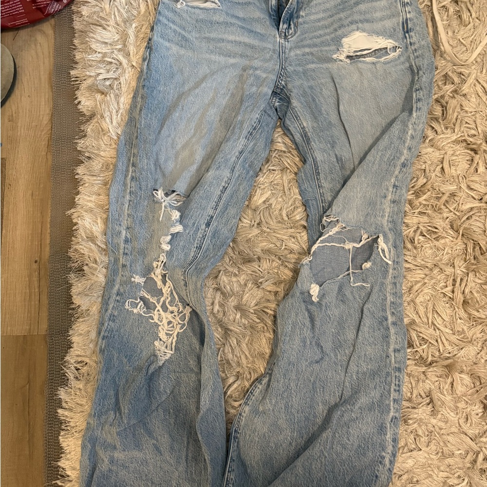 American Eagle Outfitters Ripped Light Blue Boyfriend Jeans
